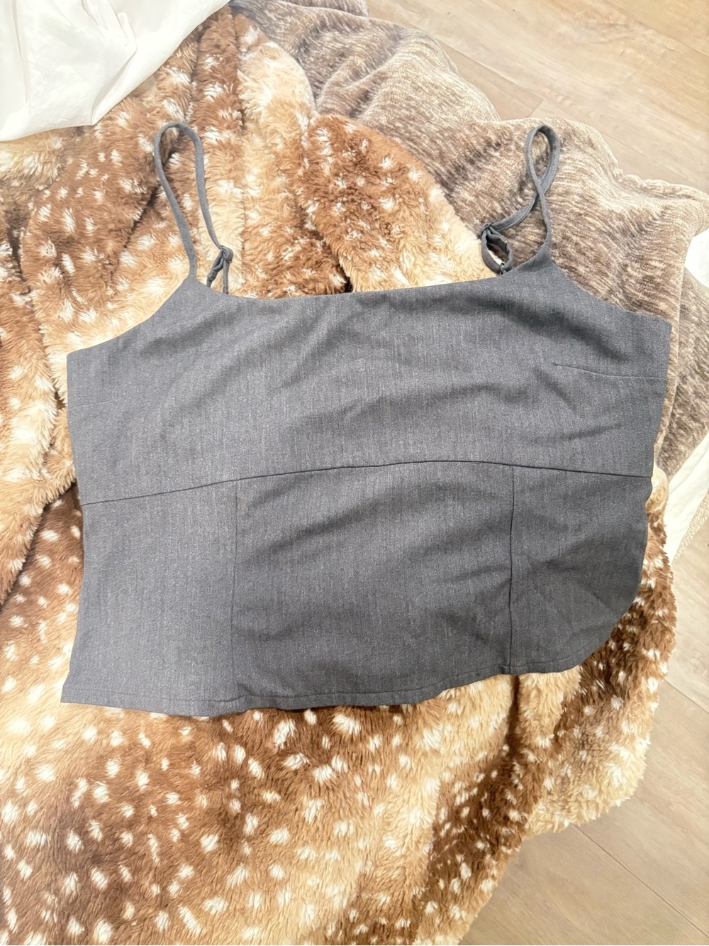 American Eagle Outfitters Charcoal Gray Cropped Cami Top